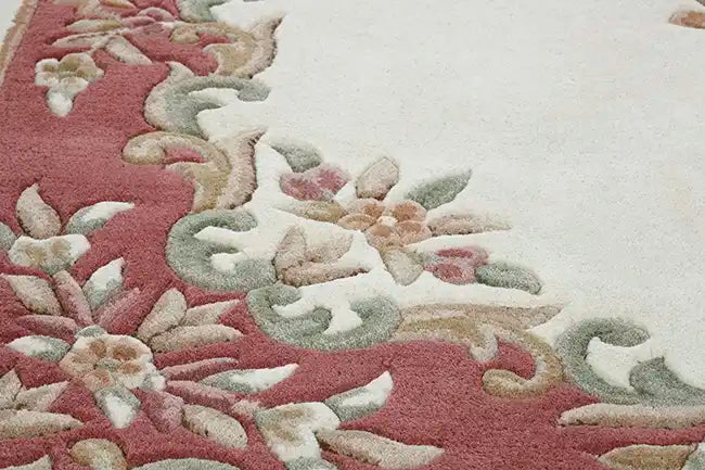 Oriental Weavers royal indian cream rose Ivory, Pink Living Room Wool Rug.