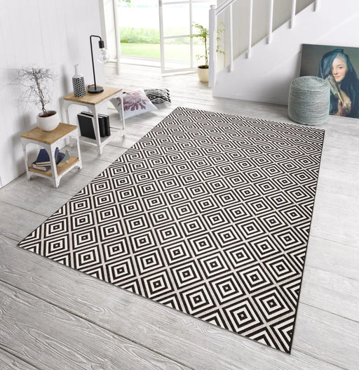 NorthRugs meadow karo black Black Living Room Striped Rug.