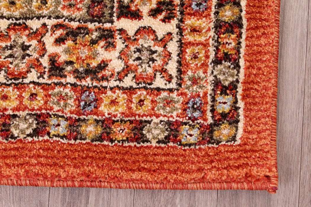 HMC cashmere 5568 terra Orange Living Room Moroccan Rug.