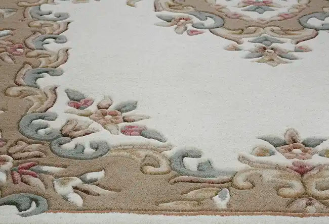 Oriental Weavers royal indian cream beige Beige, Ivory Living Room Wool Rug.