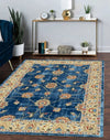 URCO orient urco 5929 navy Blue, Multicoloured, Navy Living Room Moroccan Rug.