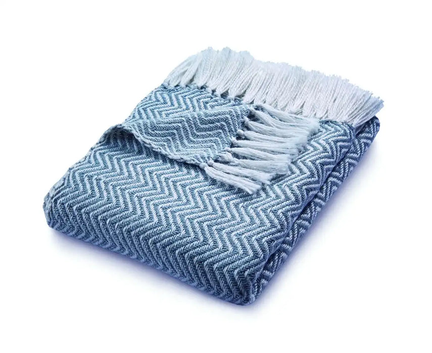 Origins hug rug woven herringbone denim Blue Living Room Flat Weave Rug.