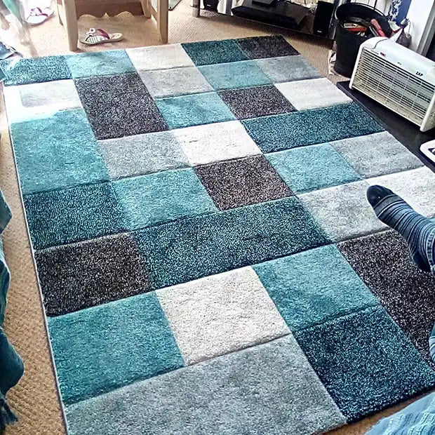 Photo by Catherine B., | Think Rugs brooklyn 646 blue grey Living Room  Rug.