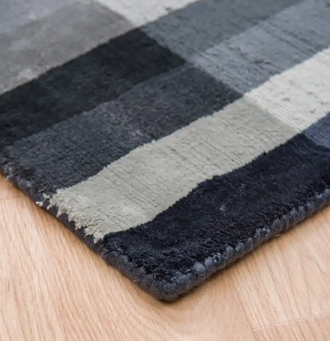 Asiatic deco graphite Grey Living Room Geometric Rug.