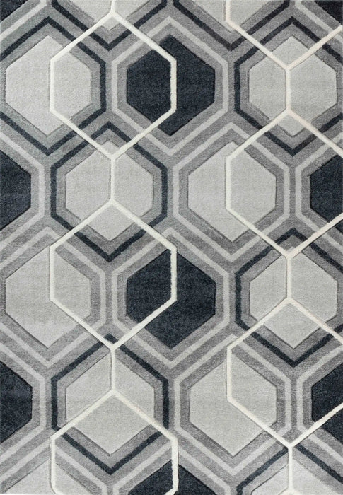 Serdim Rugs valencia 750 black Grey, Black Living Room Geometric Rug.