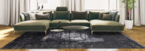 Louis de Poortere fading world medallion 8263 mineral black Black Living Room Flat Weave Rug.