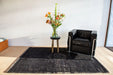 Louis de Poortere fading world medallion 8263 mineral black Black Living Room Flat Weave Rug.
