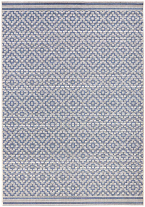 NorthRugs meadow raute blue cream Blue Living Room Striped Rug.