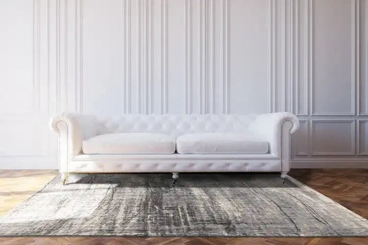 Louis de Poortere mad men griff 8420 jersey stone Grey, Ivory Living Room Flat Weave Rug.