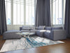 Louis de Poortere mad men griff 8421 bronx azurite Blue, Ivory, Multicoloured Living Room Flat Weave Rug.