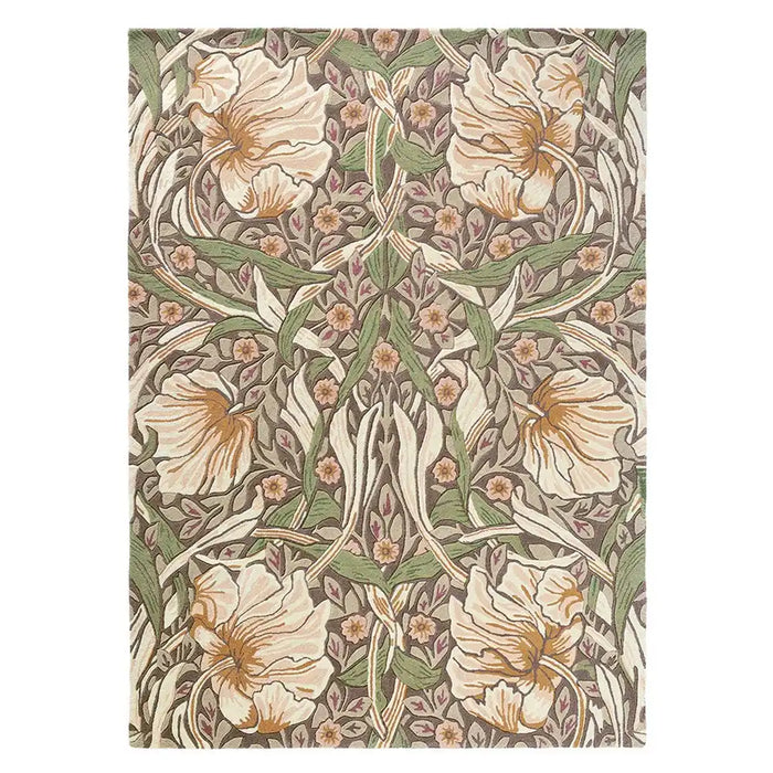 Morris & Co pimpernel aubergine 028805 Brown, Multicoloured Living Room Wool Rug.