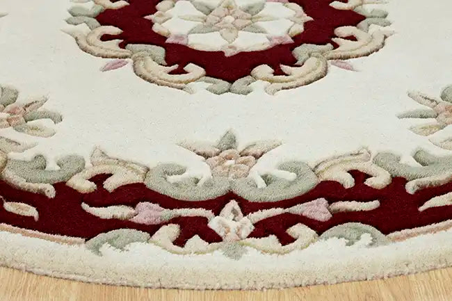 Oriental Weavers royal indian cream red Ivory, Red Living Room Wool Rug.