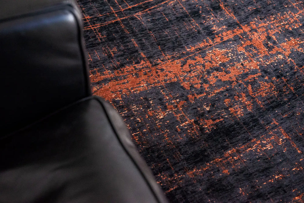 Louis de Poortere mad men griff 8925 soho copper Grey, Black, Orange Living Room Flat Weave Rug.