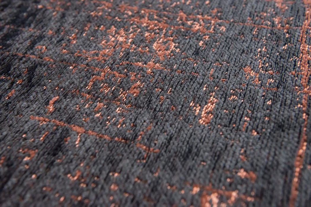 Louis de Poortere mad men griff 8925 soho copper Grey, Black, Orange Living Room Flat Weave Rug.