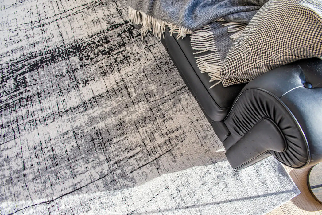Louis de Poortere mad men 8926 black and white Black, Ivory Living Room Flat Weave Rug.