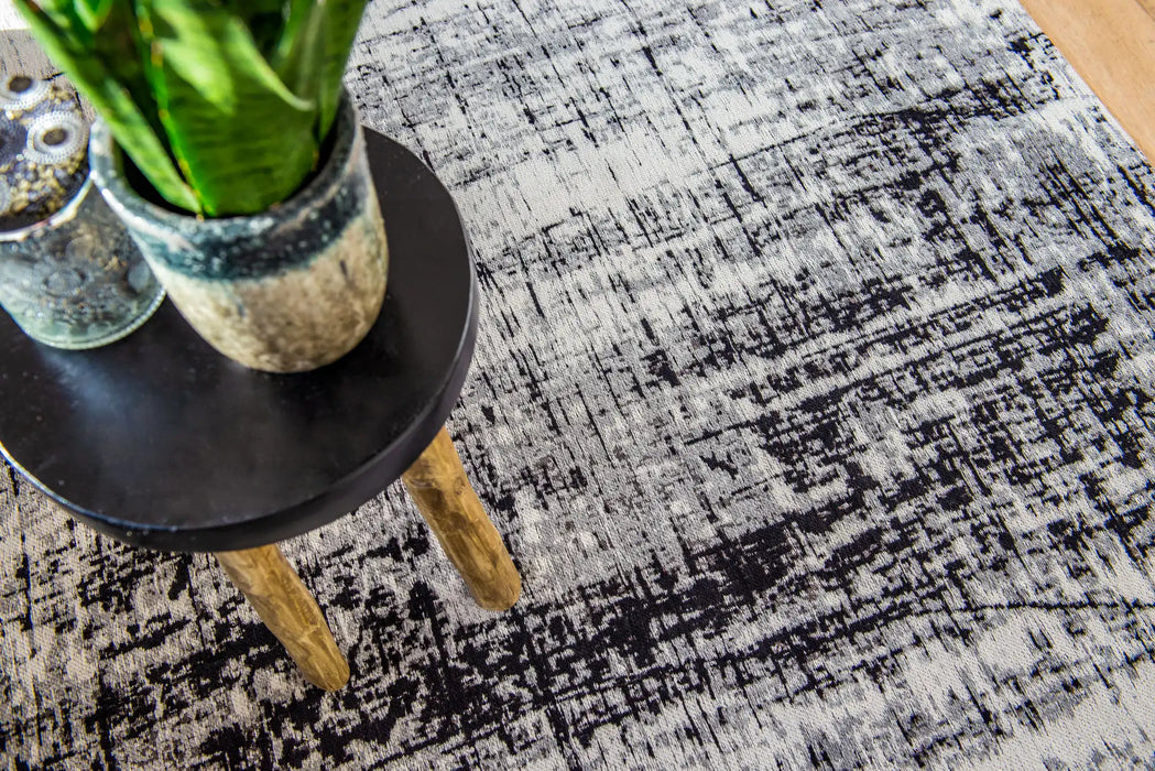 Louis de Poortere mad men 8926 black and white Black, Ivory Living Room Flat Weave Rug.