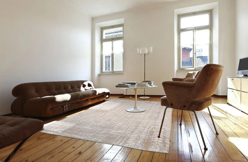 Louis de Poortere mad men jacobs ladder 8928 central yellow Grey Living Room Flat Weave Rug.