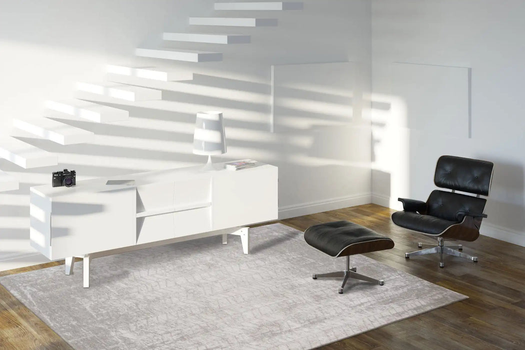 Louis de Poortere mad men jacobs ladder 8929 white plains Grey, Ivory Living Room Flat Weave Rug.