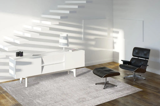 Louis de Poortere mad men jacobs ladder 8929 white plains Grey, Ivory Living Room Flat Weave Rug.