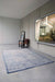 Louis de Poortere fading world medallion 9065 grey jeans Blue Living Room Flat Weave Rug.