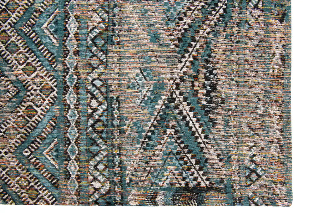 Louis de Poortere antiquarian kilim 9110 zemmuri blue Blue, Multicoloured Living Room Flat Weave Rug.
