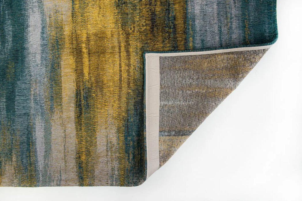 Louis de Poortere atlantic monetti 9119 nymphea blue Blue, Multicoloured Living Room Flat Weave Rug.