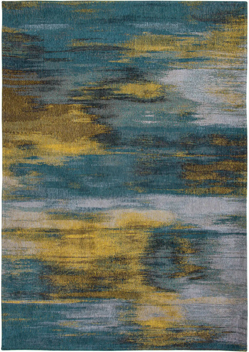 Louis de Poortere atlantic monetti 9119 nymphea blue Blue, Multicoloured Living Room Flat Weave Rug.