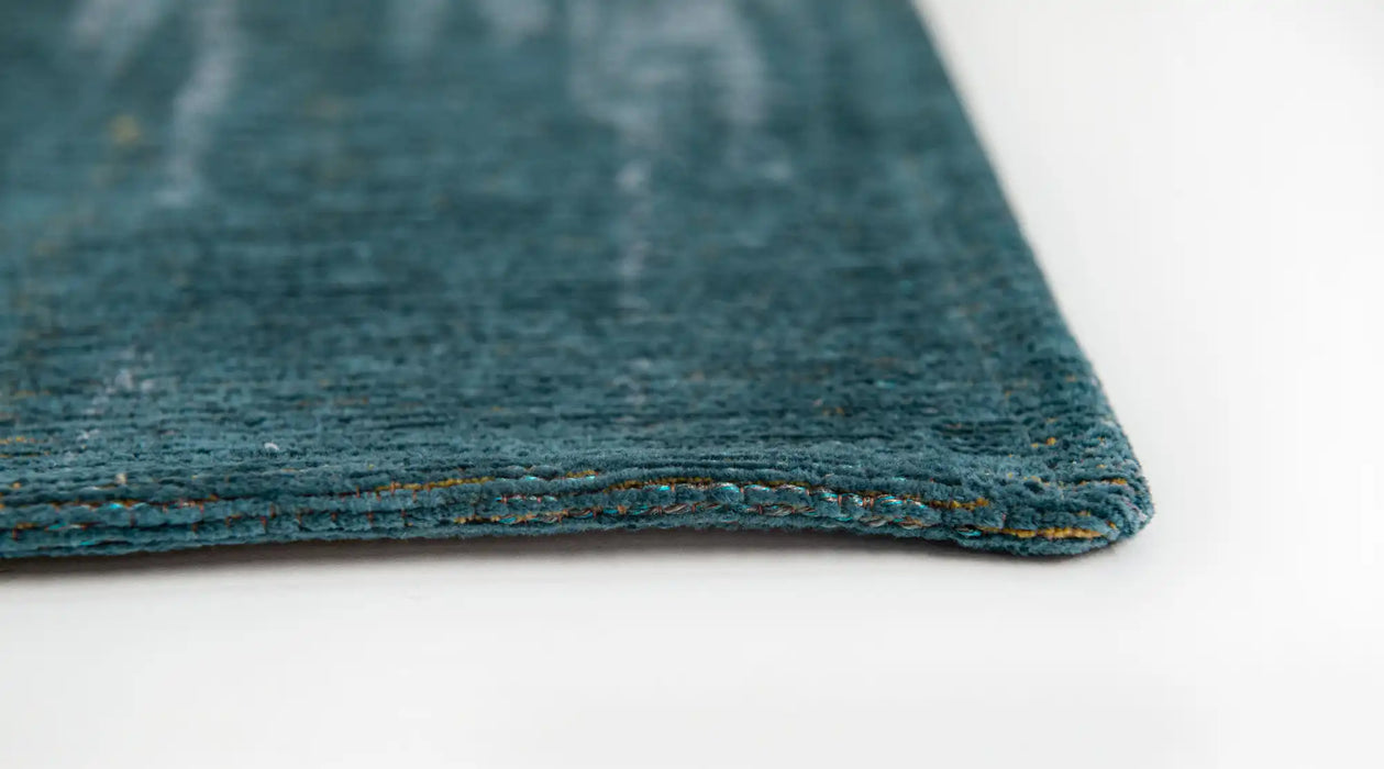 Louis de Poortere atlantic monetti 9119 nymphea blue Blue, Multicoloured Living Room Flat Weave Rug.