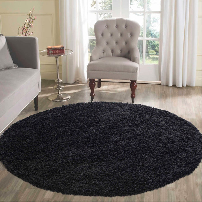 Serdim Rugs oxford 912 black Black Living Room Shaggy Rug.