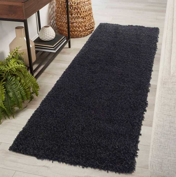 Serdim Rugs oxford 912 black Black Living Room Shaggy Rug.