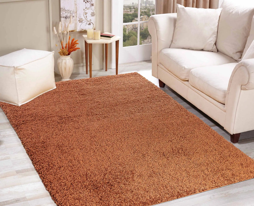 Serdim Rugs oxford 912 terracotta Brown, Orange Living Room Shaggy Rug.