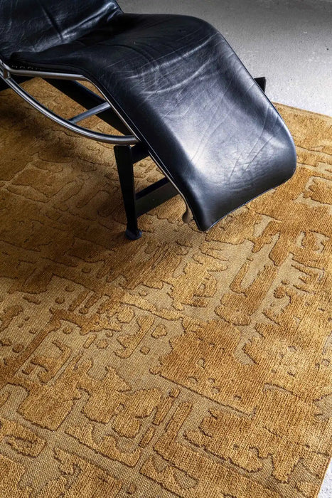 Louis de Poortere baobab structures 9201 madagascar gold Yellow Living Room Flat Weave Rug.