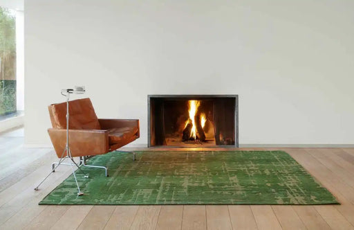 Louis de Poortere baobab structures 9202 perriers green Green Living Room Flat Weave Rug.