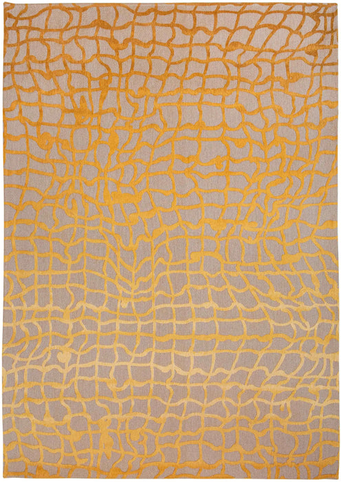 Louis de Poortere mad men dedalo 9205 yello scarab Grey, Yellow Living Room Flat Weave Rug.