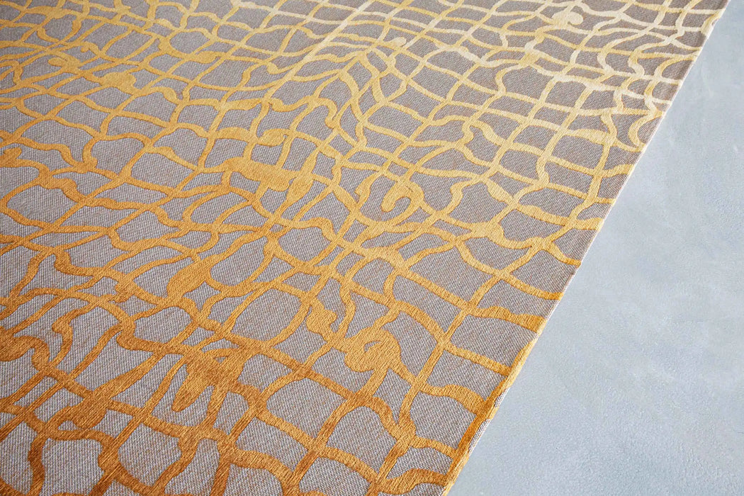 Louis de Poortere mad men dedalo 9205 yello scarab Grey, Yellow Living Room Flat Weave Rug.