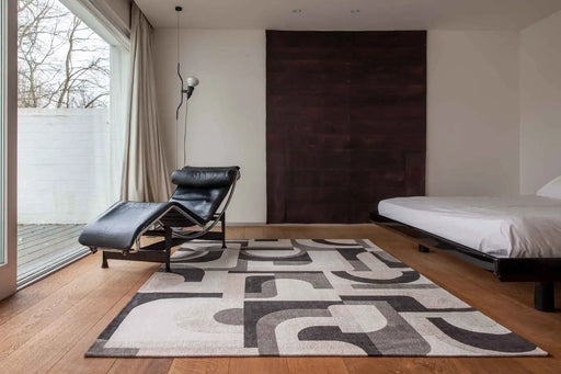 Louis de Poortere module nuance 9206 saxon beige Grey, Beige, Multicoloured Living Room Geometric Rug.