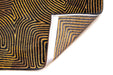 Louis de Poortere coral meditation 9227 black gold Yellow, Black Living Room Striped Rug.