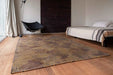 Louis de Poortere coral meditation 9227 black gold Yellow, Black Living Room Striped Rug.