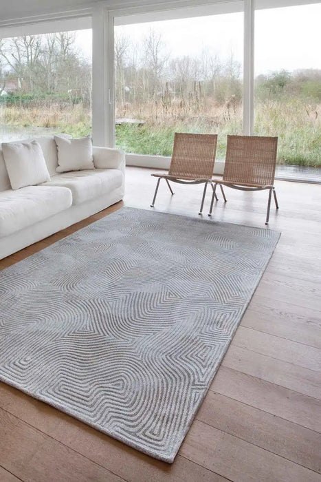 Louis de Poortere coral meditation 9228 oyster white Ivory, Cream Living Room Striped Rug.