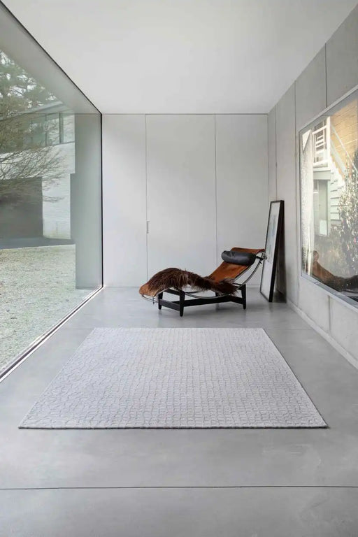Louis de Poortere trammel structures 9246 willow white Ivory Living Room Striped Rug.