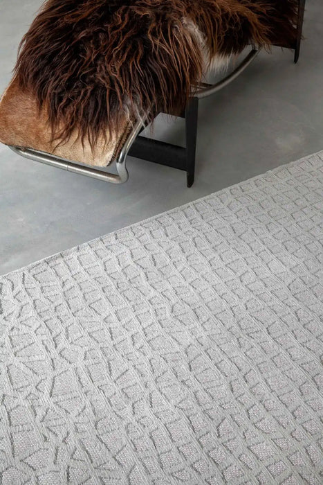 Louis de Poortere trammel structures 9246 willow white Ivory Living Room Striped Rug.