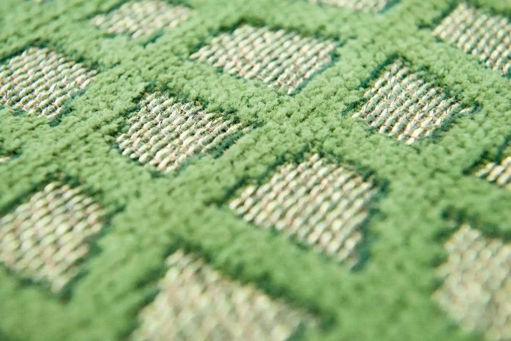 Louis de Poortere trammel structures 9249 alta green Green Living Room Striped Rug.