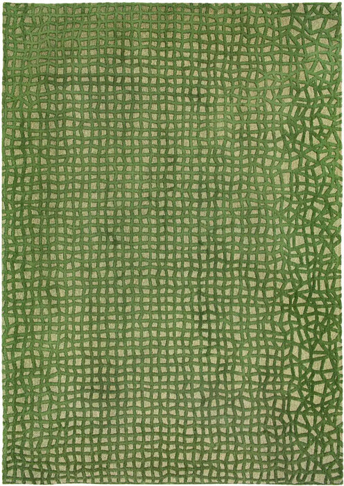 Louis de Poortere trammel structures 9249 alta green Green Living Room Striped Rug.