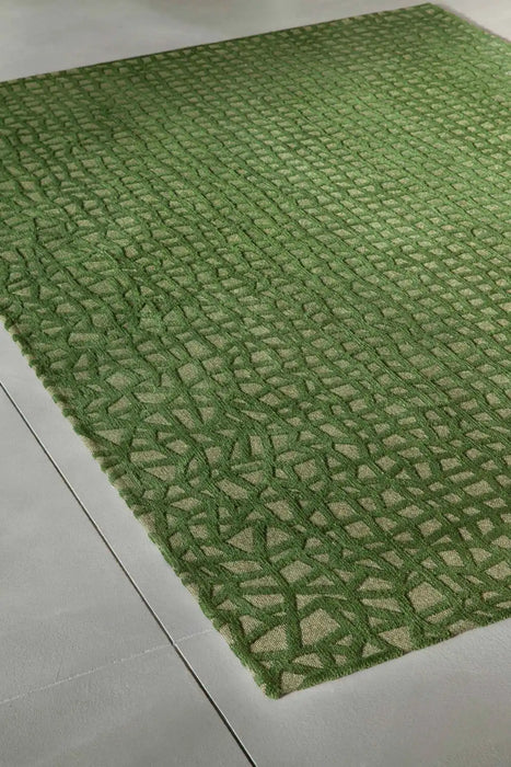 Louis de Poortere trammel structures 9249 alta green Green Living Room Striped Rug.