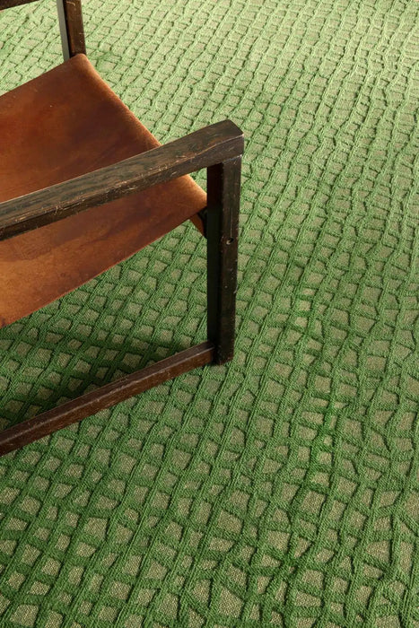 Louis de Poortere trammel structures 9249 alta green Green Living Room Striped Rug.