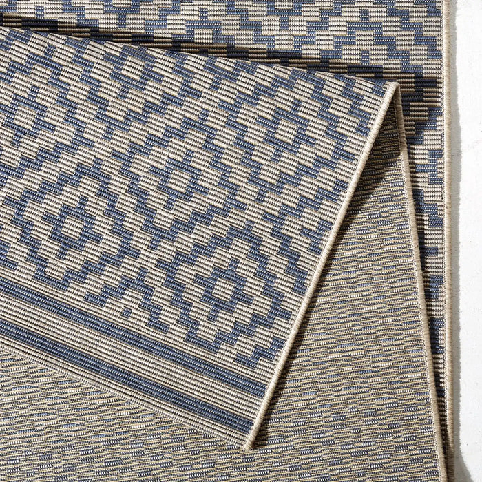 NorthRugs meadow raute blue cream Blue Living Room Striped Rug.