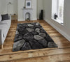 Think Rugs noble house pebbles 5858 black grey Grey, Black Living Room Shaggy Rug.