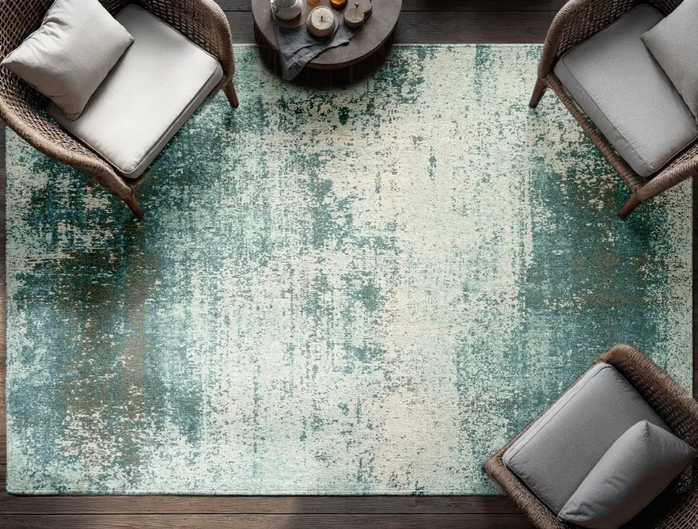 洋楽 maditations Mad Men Virgin Land Neptune 9656 Indoor / Outdoor Blue Rug