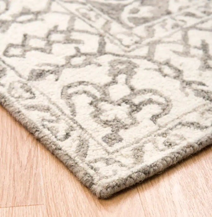 Asiatic bronte silver cream Grey, Ivory Living Room Wool Rug.