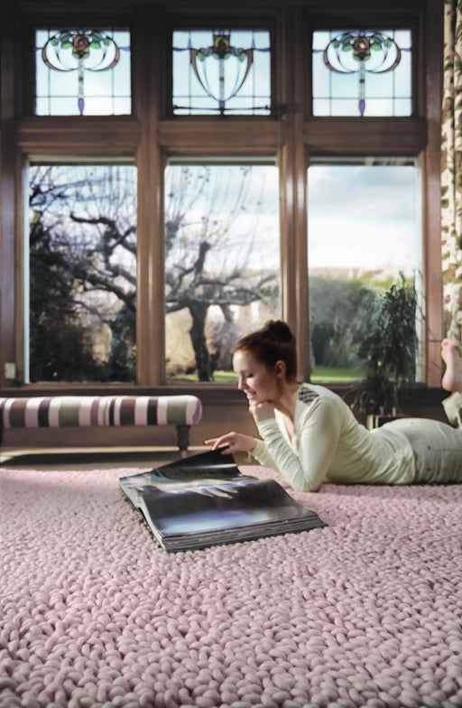 Rug Guru union nude Pink Living Room Wool Rug.